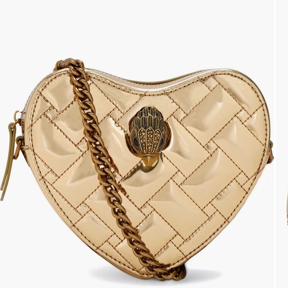 NWT Kurt Geiger Gold Drench Heart Quilted Leather Crossbody Bag - Picture 1 of 11